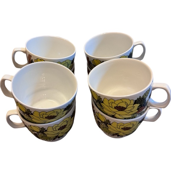 Vintage Mayflower Pattern Floral Cups by Grindley
England 1960s - Set of 8 - Picture 2 of 4